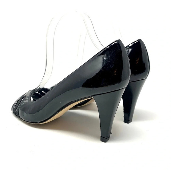 Stuart Weitzman Black Patent Leather Peep Toe Pump - Picture 6 of 8
